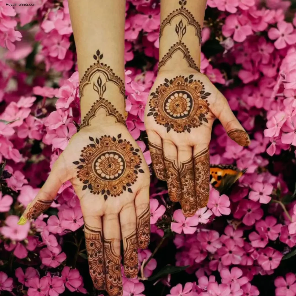 back hand flower mehndi design